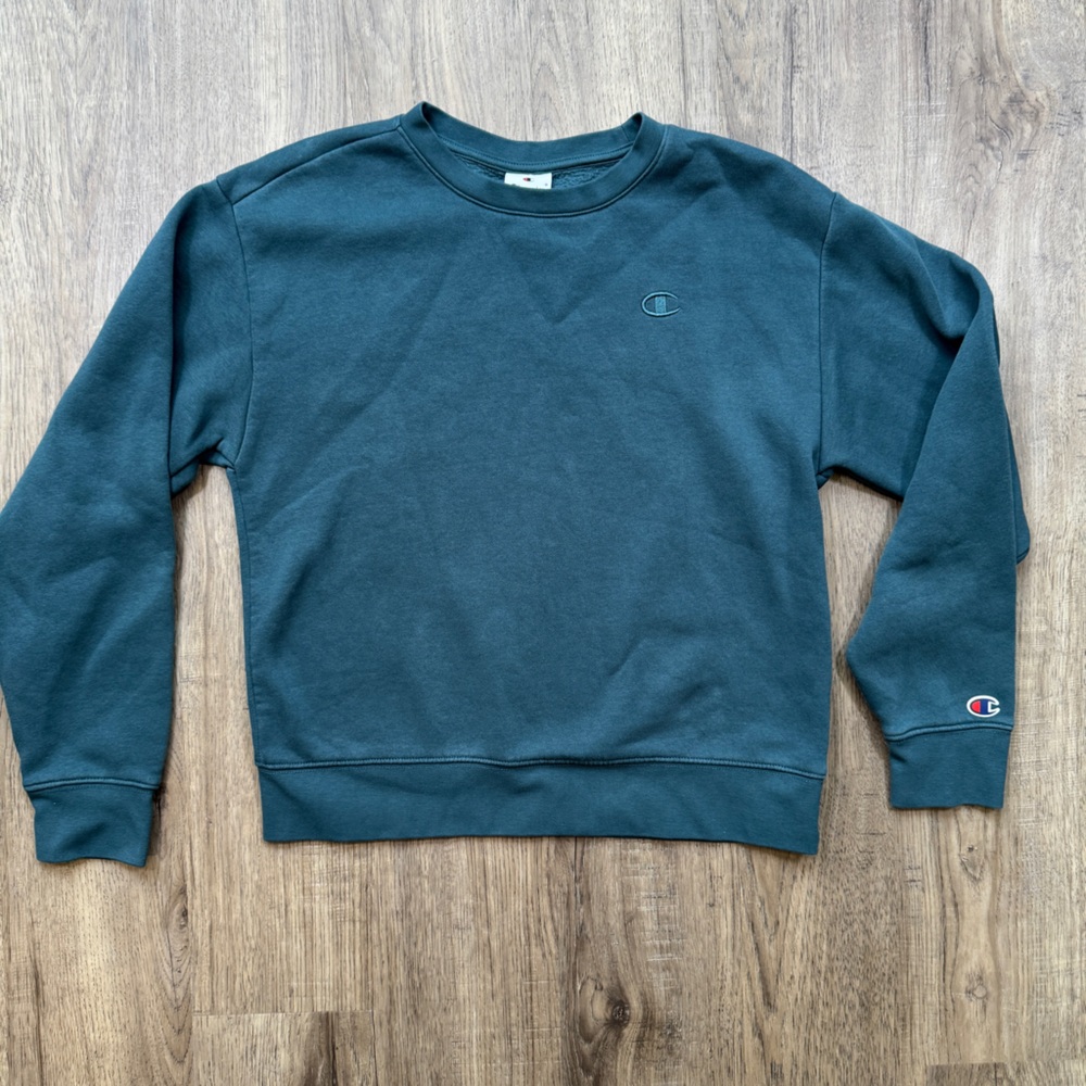 Champion Dark Teal Green Crewneck Sweater - Unisex Size Small